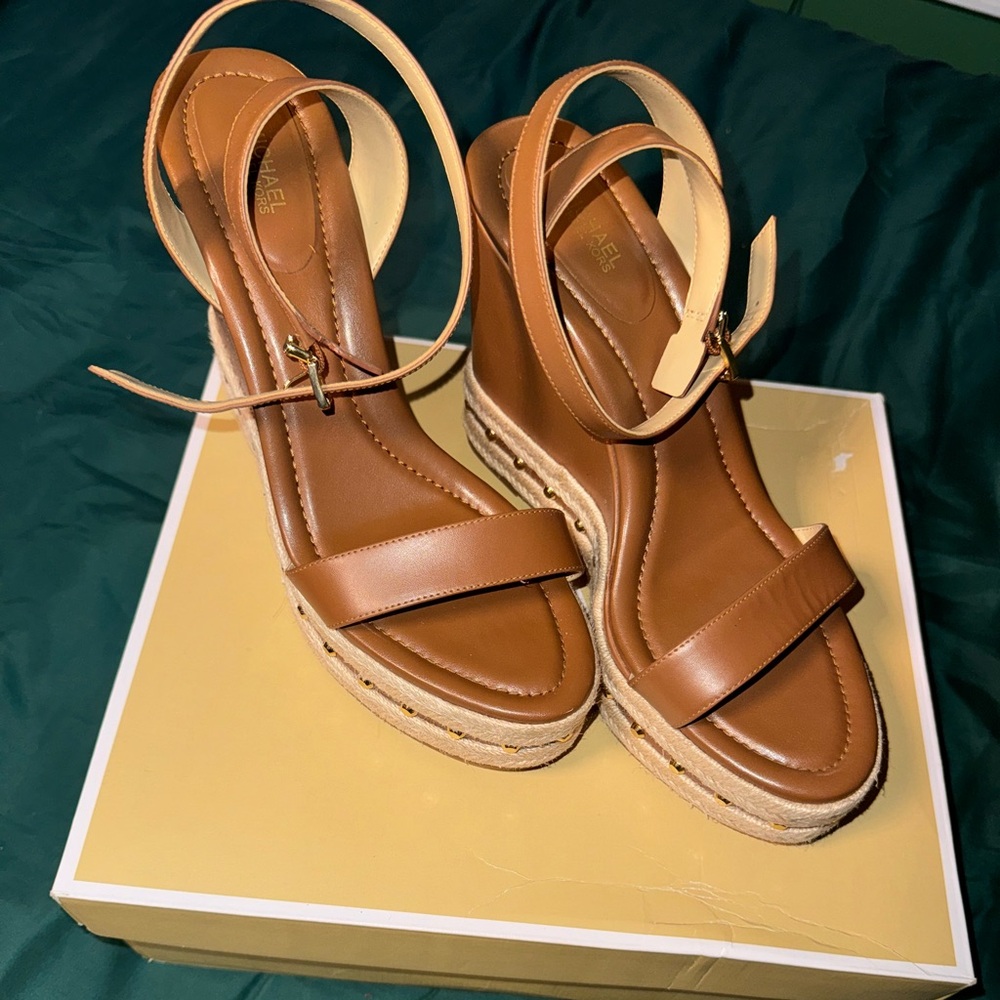 Michael Kors Tan Leather Wedges